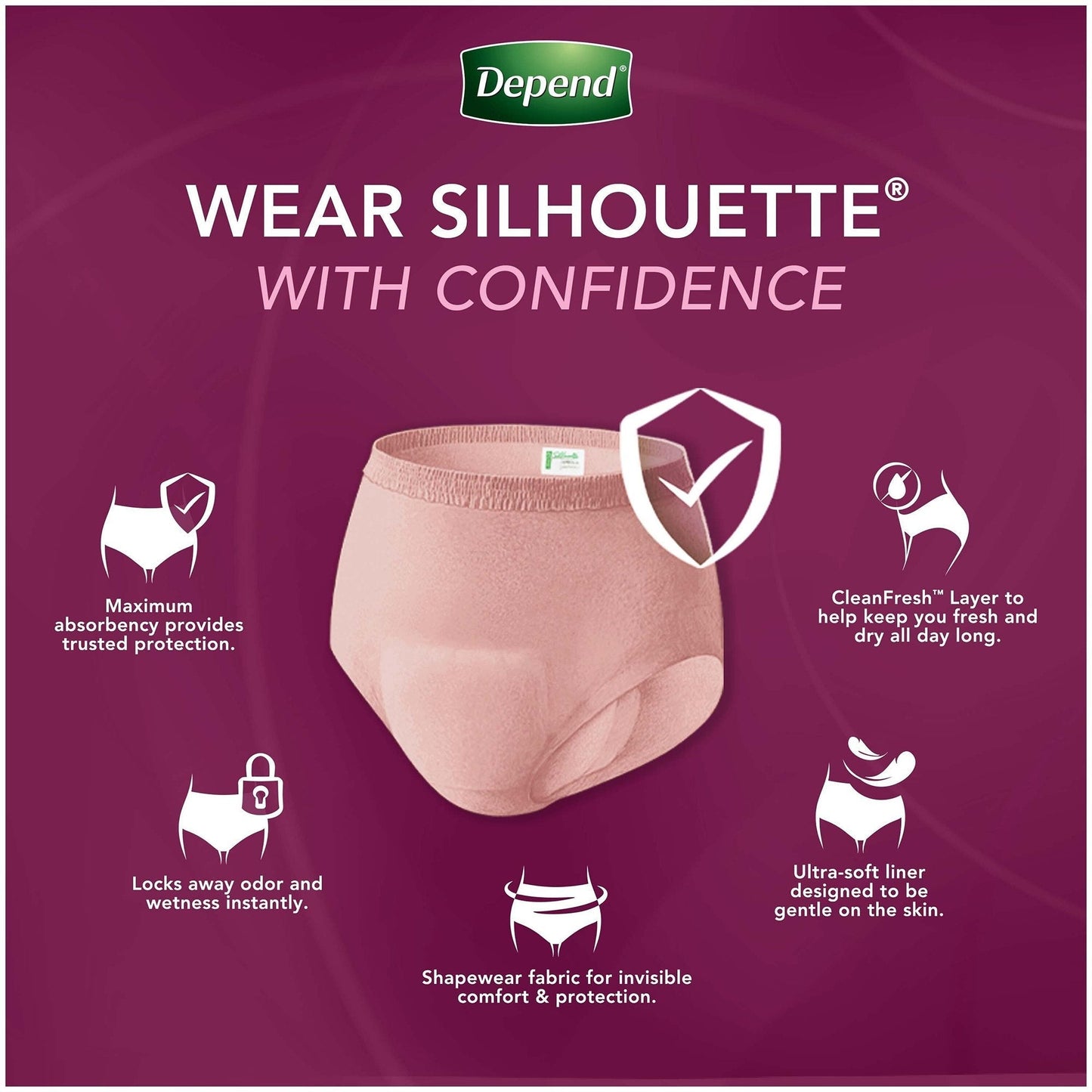 Depend® Silhouette® Maximum Absorbent Underwear, Small, 16 ct