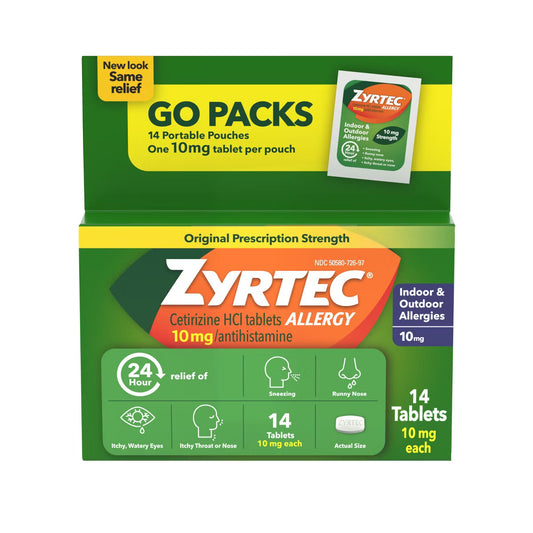 Zyrtec® Allergy 24 Hour Go Packs Tablets, 14 ct.