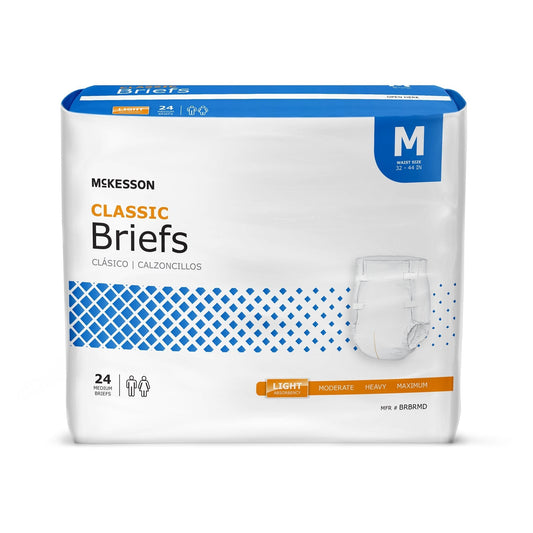 McKesson Classic Light Absorbency Incontinence Brief, Medium, 96 ct